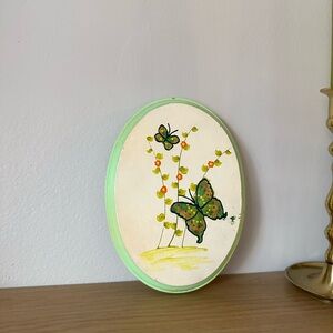 Vintage Hand painted Butterfly Wooden Wall Hanging
